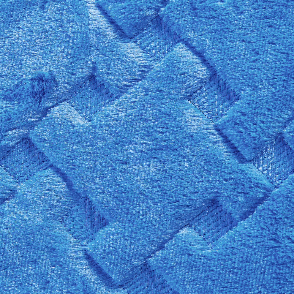 Tatami Quilted Faux Fur Bedspread Set, Palace Blue, Queen