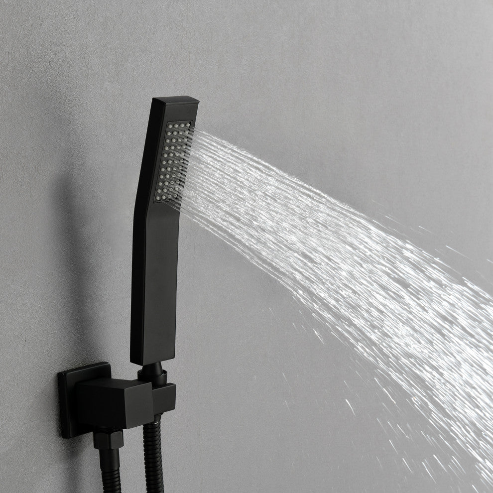 Wall Mount Shower Faucet With Rough-In Valve, Matte Black