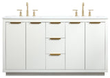 Bethany 60" Double Bathroom Vanity, White