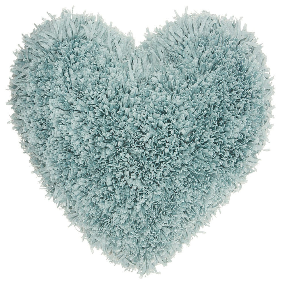 Heart Shaped Celadon Shag Accent Pillow