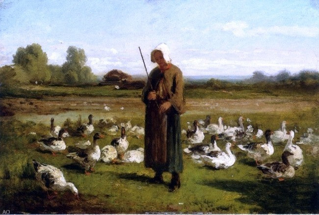 Constant Troyon Goose Girl, 18"x27" Wall Decal
