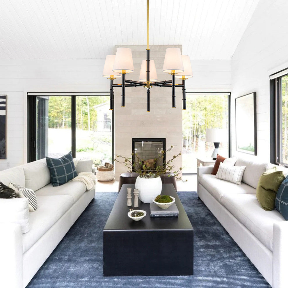 5-Light Classic Tapered Shade Fabric Chandelier