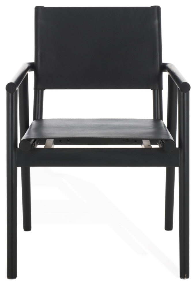 Safavieh Couture Hutson Leather Dining Chair, Black