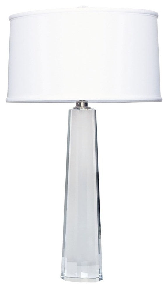 1-Light 32" Table Lamp Clear White Fabric Shade