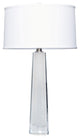 1-Light 32" Table Lamp Clear White Fabric Shade