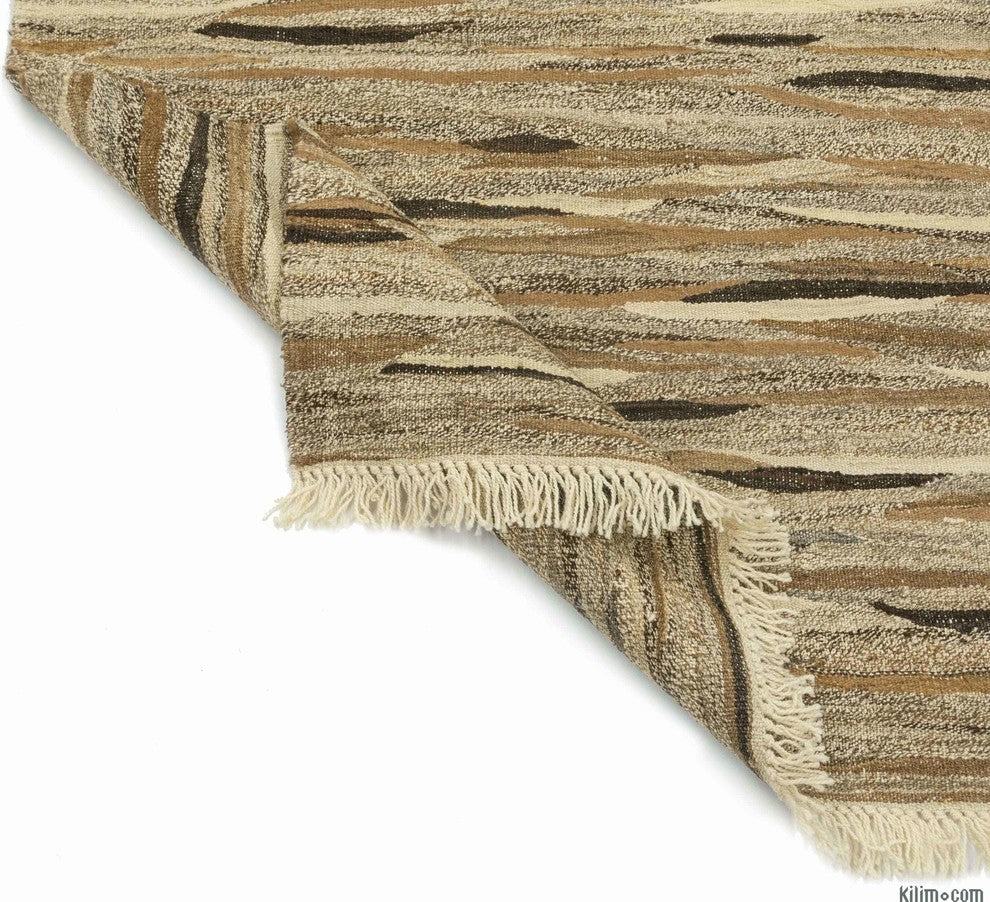 Brown, Beige New Handwoven Turkish Kilim Rug  2' 11" x 4' 4"