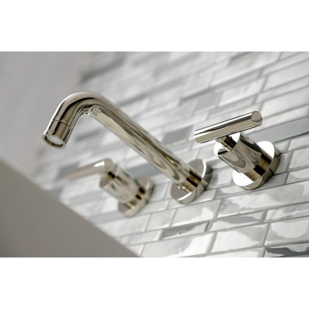 Kingston Brass KS8126CML 2-Handle 8" Wall Mount Bathroom Faucet, Polished Nickel
