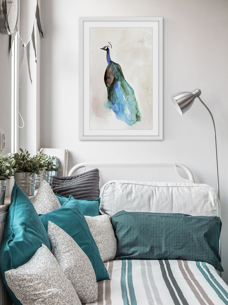 Marmont Hill, "Peacock Back" by Christine Lindstrom Framed Painting Print, 12x18