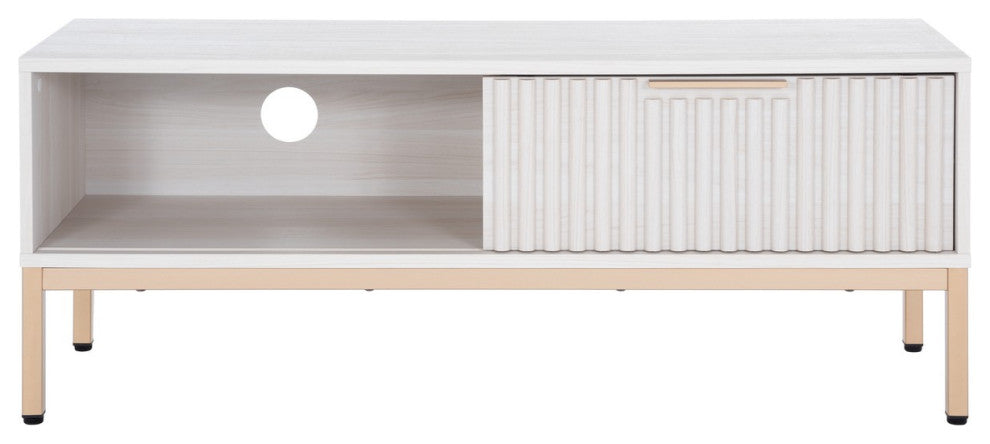 Safavieh Lylia 1 Door Media Stand, Bleached White/Gold