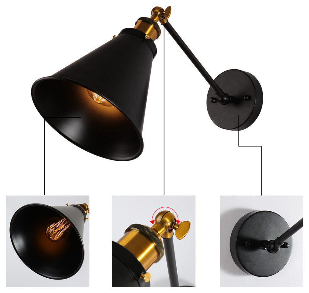 Industrial Edison Antique Matte Black Wall Sconce Simplicity