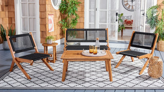 Safavieh Kobina 5 Piece Outdoor Living Set, Natural/Black Rope