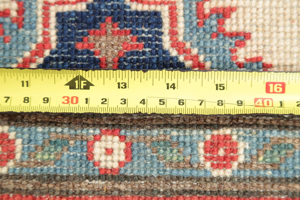 Kazak Oriental Traditional Hand Made Area Rug Pakistani, Beige, 4'9"x3'4