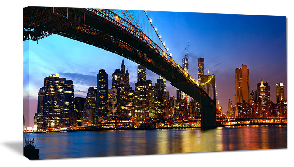 "Manhattan City With Bridge Under Blue Sky" Wall Art, 40"x20"