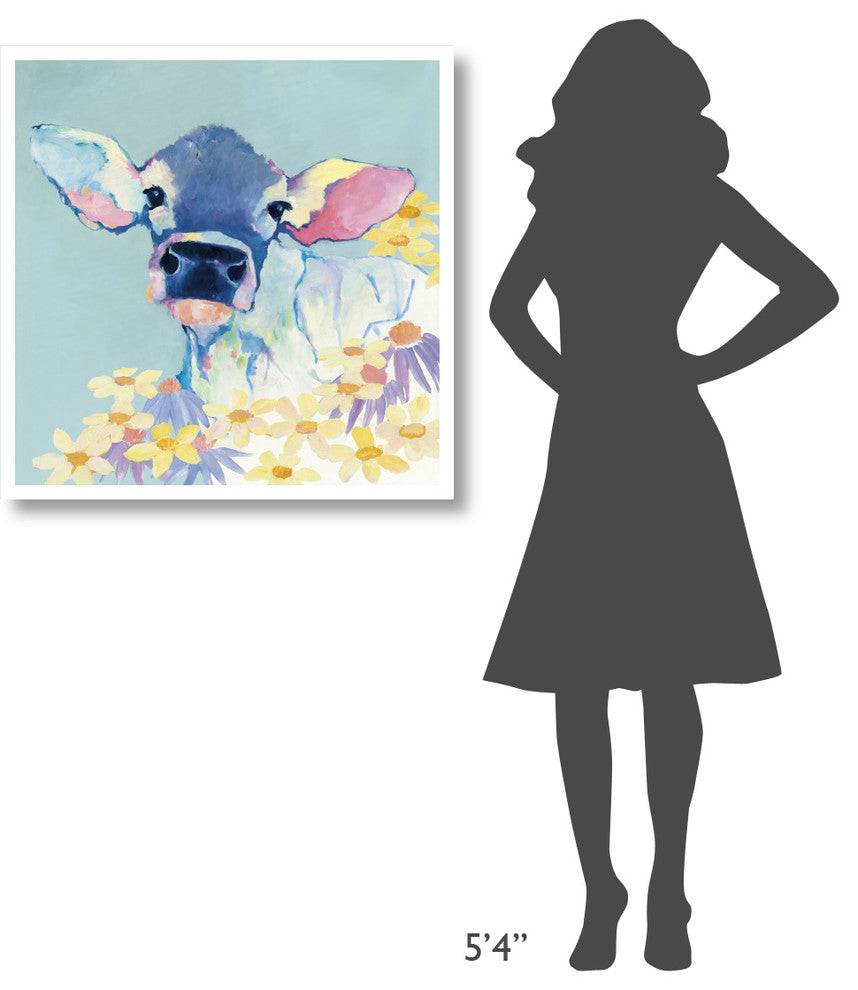 "Bessie with Flowers on Teal" Digital Paper Print by Avery Tillmon, 32"x32"