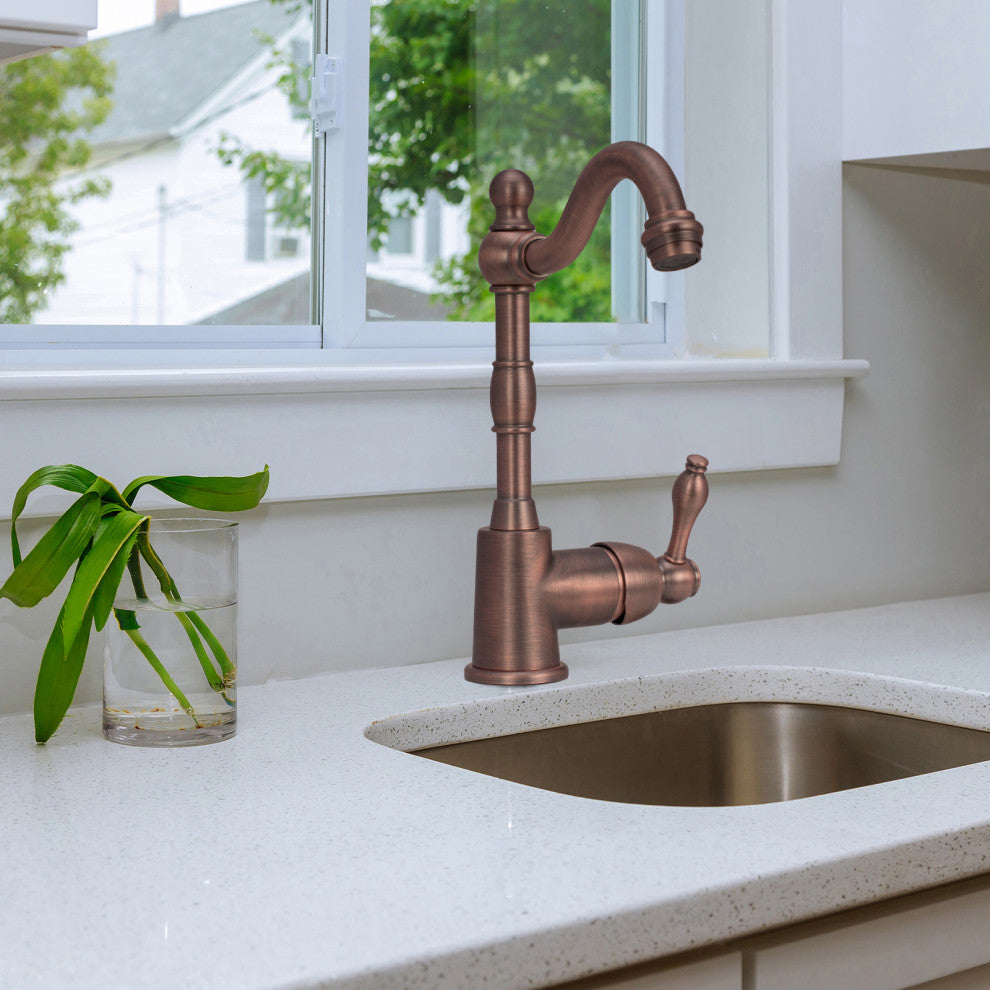One-Handle Copper Widespread Kitchen Bar Faucet, American Bronze