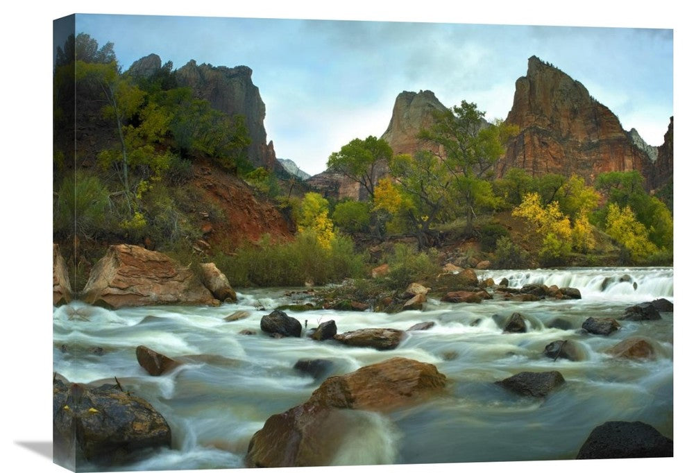 "Court Of The Patriarchs Rising Above River, Zion National Park, Utah" Artwork