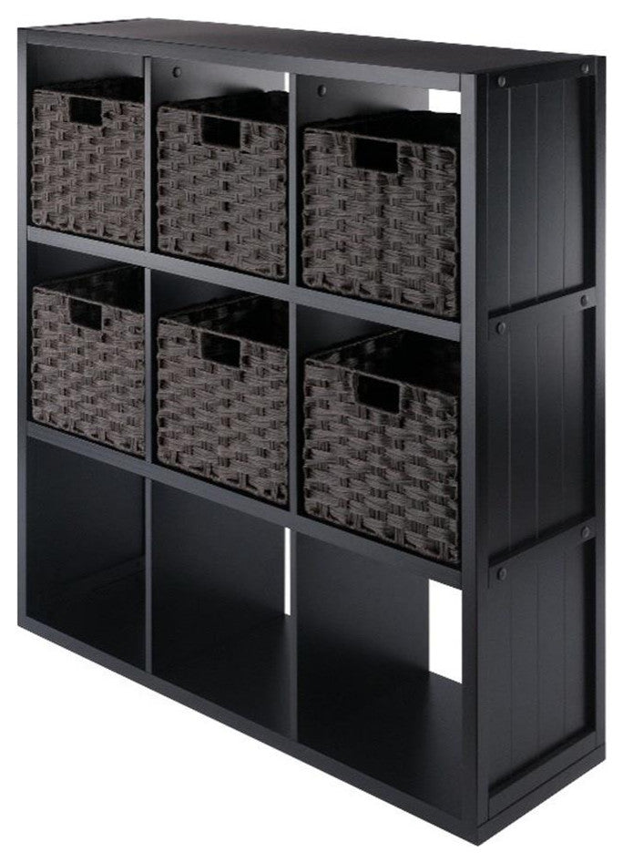 Timothy 7-Pc 3x3 Storage Shelf W/6 Foldable Woven Baskets