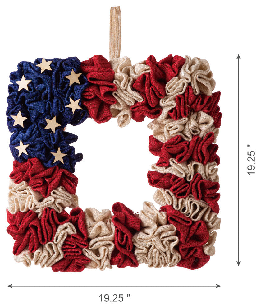 19.25"L Americana Squared Fabric Wreath