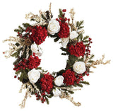 24" Hydrangea With White Roses Wreath