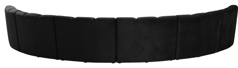 Infinity Channel Tufted Velvet Modular Chair, Black, 6 Piece