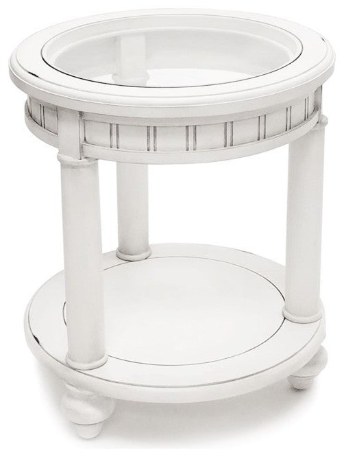 Monaco Round End Table With Pelican Insert, White