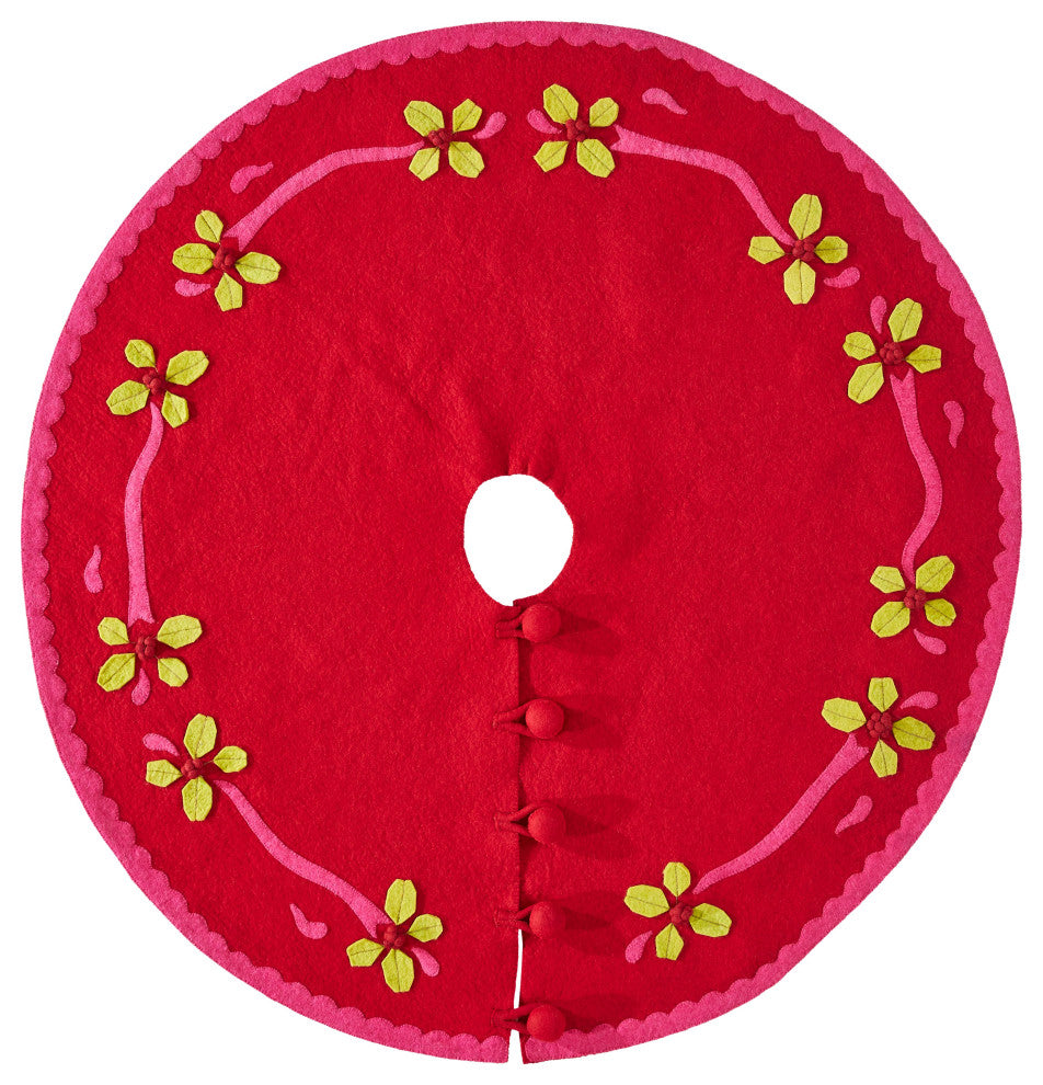 Berries Christmas Tree Skirt in Red