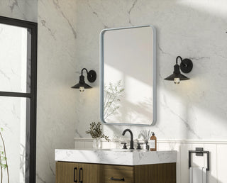 Home Living Contour Metal Rectangle Mirror 24x36, Silver