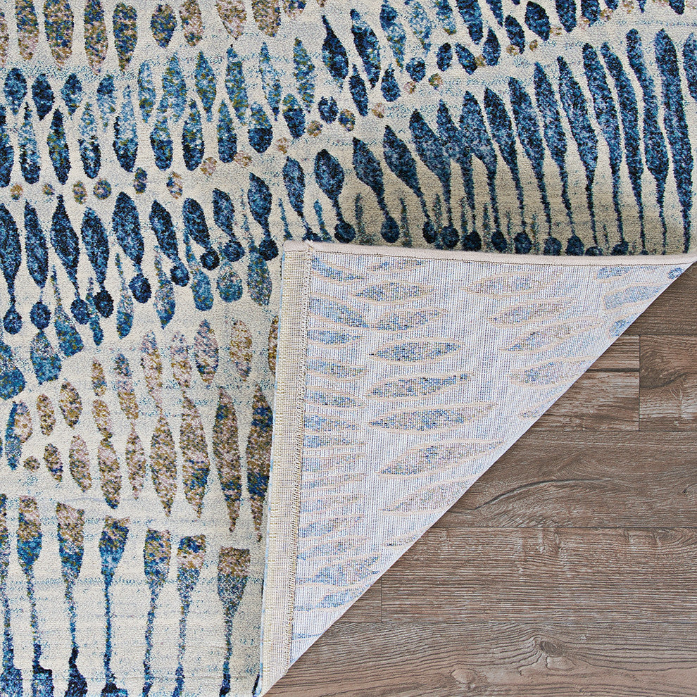 Couristan Easton Charles Bone-Blue-Multi Area Rug, 5'3" x 7'6", Bone-Blue-Multi