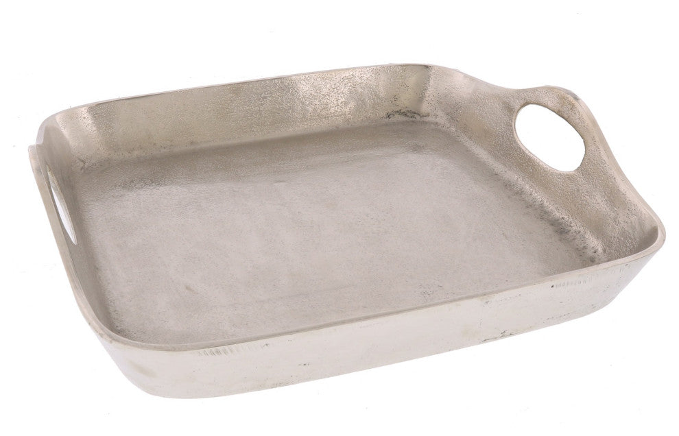Jumbo Silver Cast Iron Serving Tray