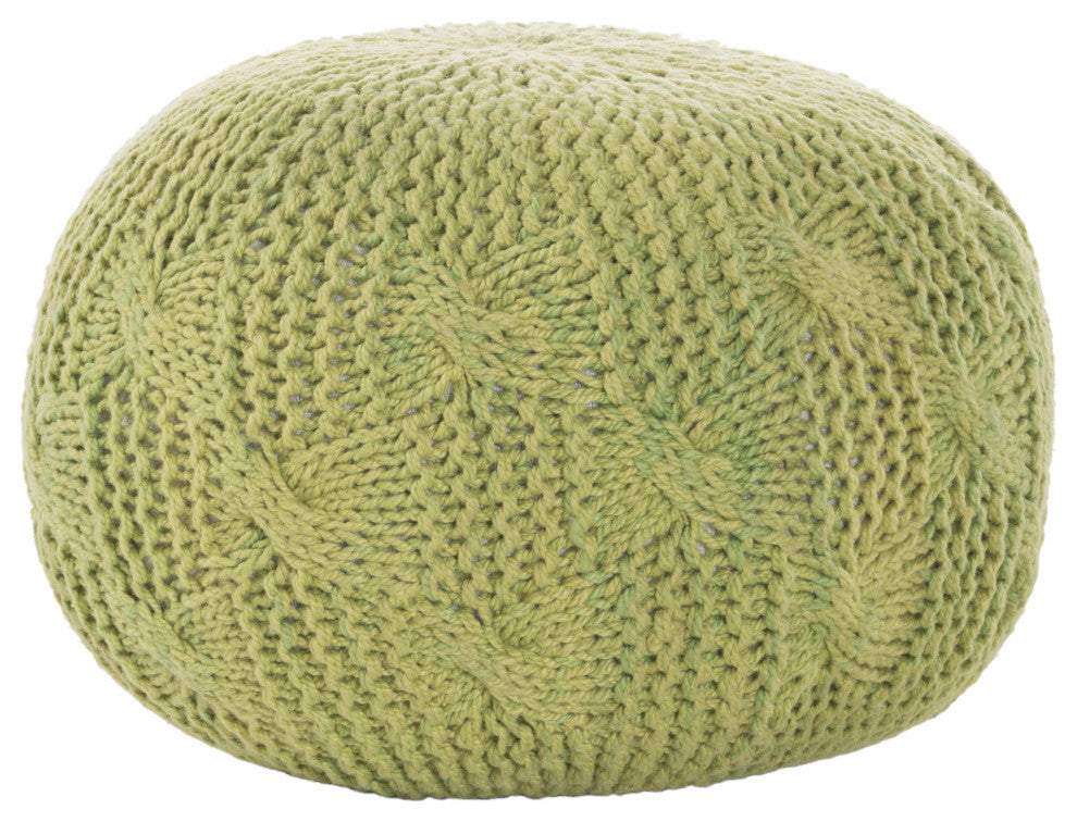 GDF Studio Dahlia Indoor Handcrafted Modern Fabric Weave Pouf, Lime