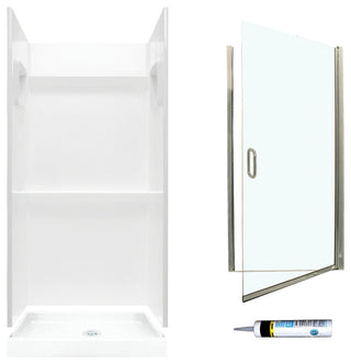 Alcove Shower Kits, White, 32"x32"x73.25"