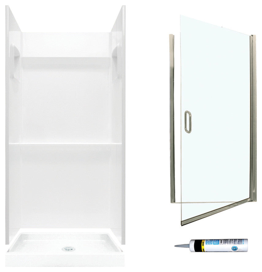 Alcove Shower Kits, White, 32"x32"x73.25"