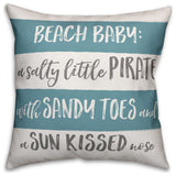 Beach Baby Blue Stripes 16x16 Spun Poly Pillow