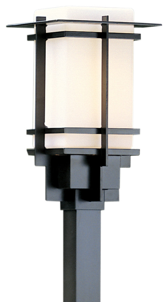 Tourou Outdoor Post Light, Coastal Black Finish, Opal Glass