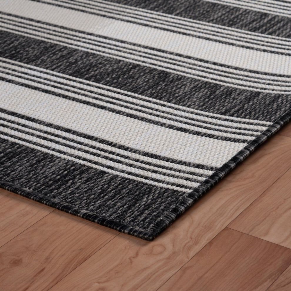 8" x 10" Gray Striped Indoor Outdoor Area Rug
