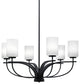 Cavella 6 Light Chandelier, Matte Black Finish, 4" White Marble Glass