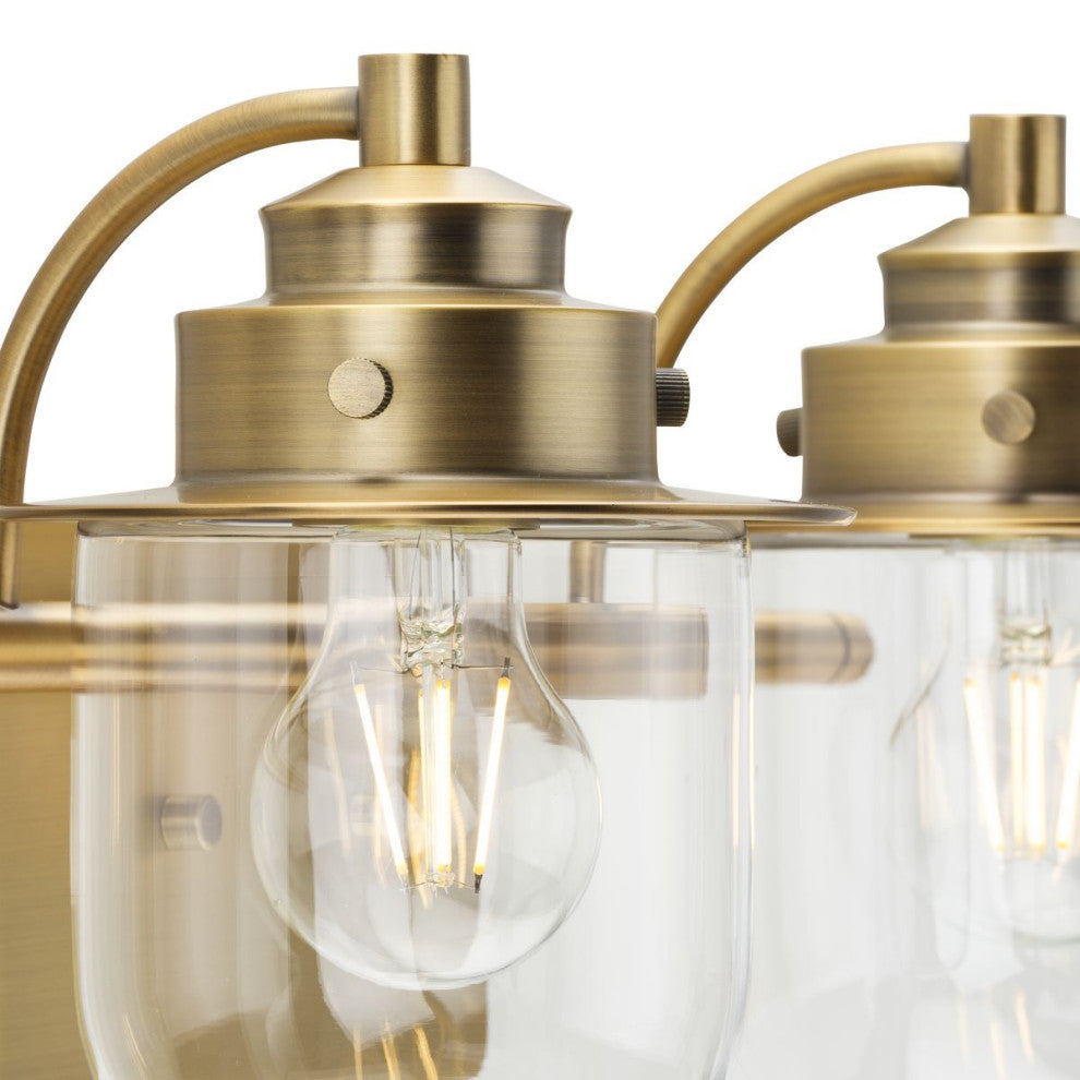 Northlake Collection Two-Light Vintage Brass Clear Glass Transitional Bath Light