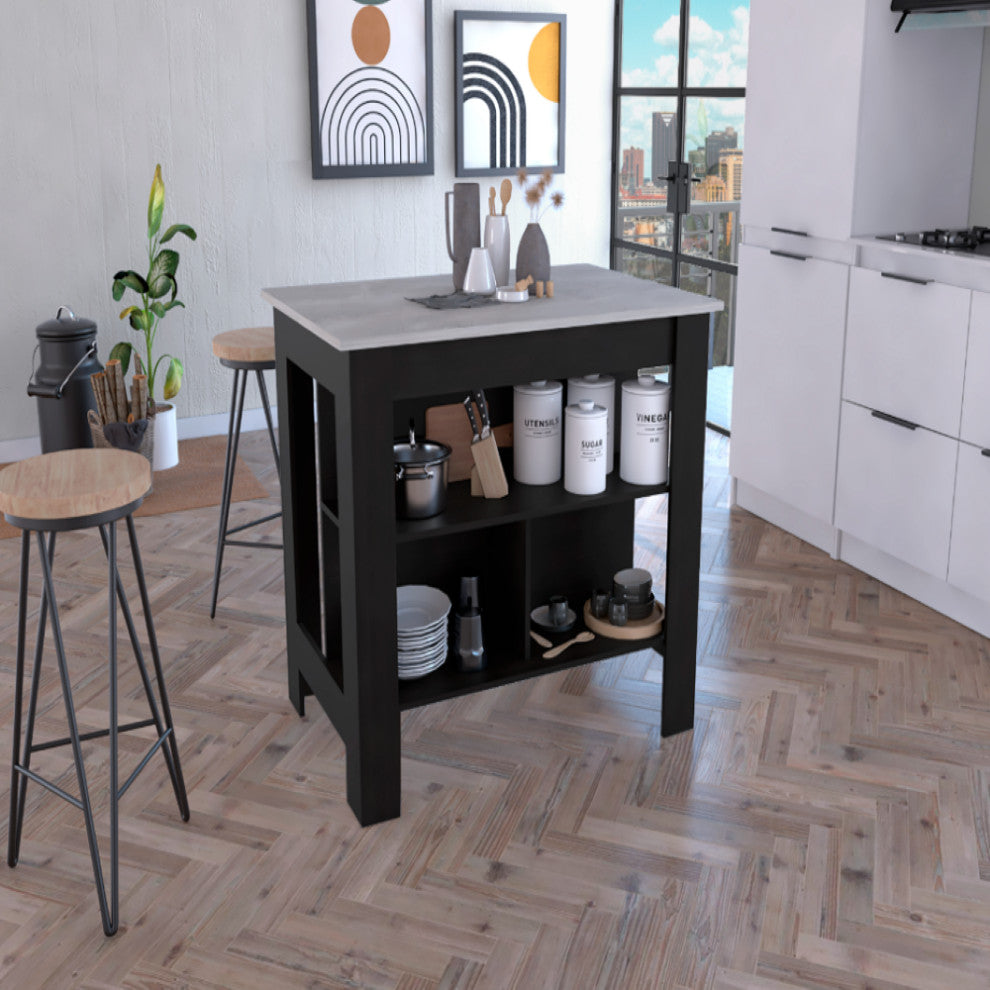 Kitchen Island Dozza, Kitchen, Dark Brown / Onyx