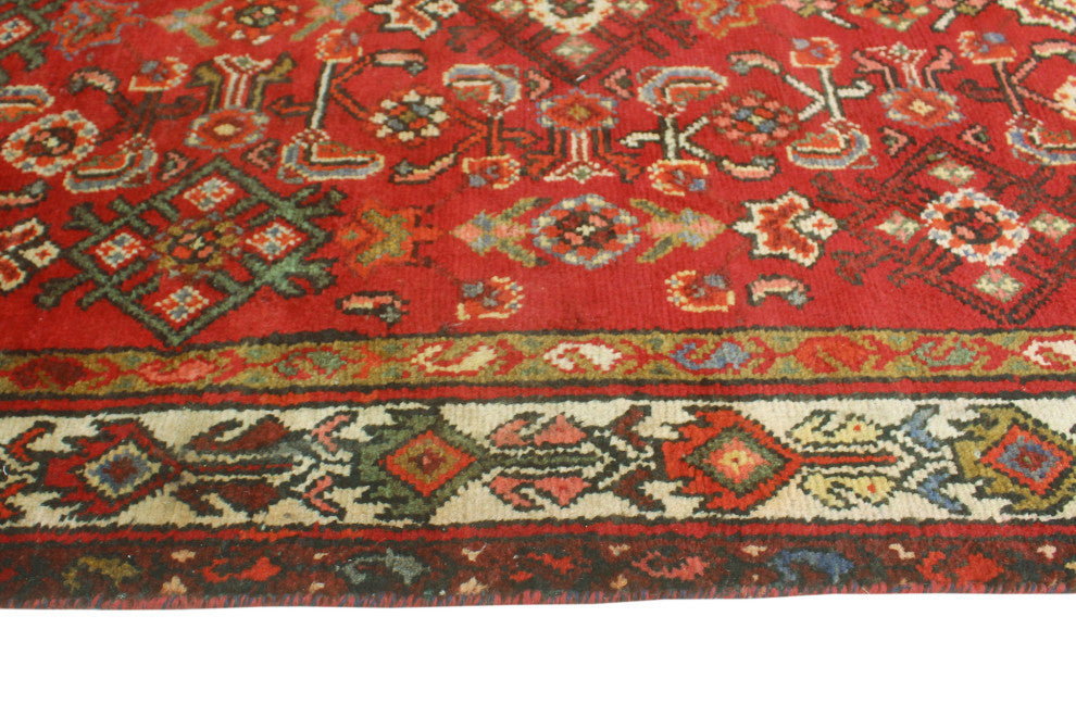 Fine Vintage Distressed Will Red/Beige Runner, 3'4x14'3