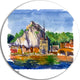 Belgium Vector Illustration, Cityscape Painting Disc Metal Artwork, 23"