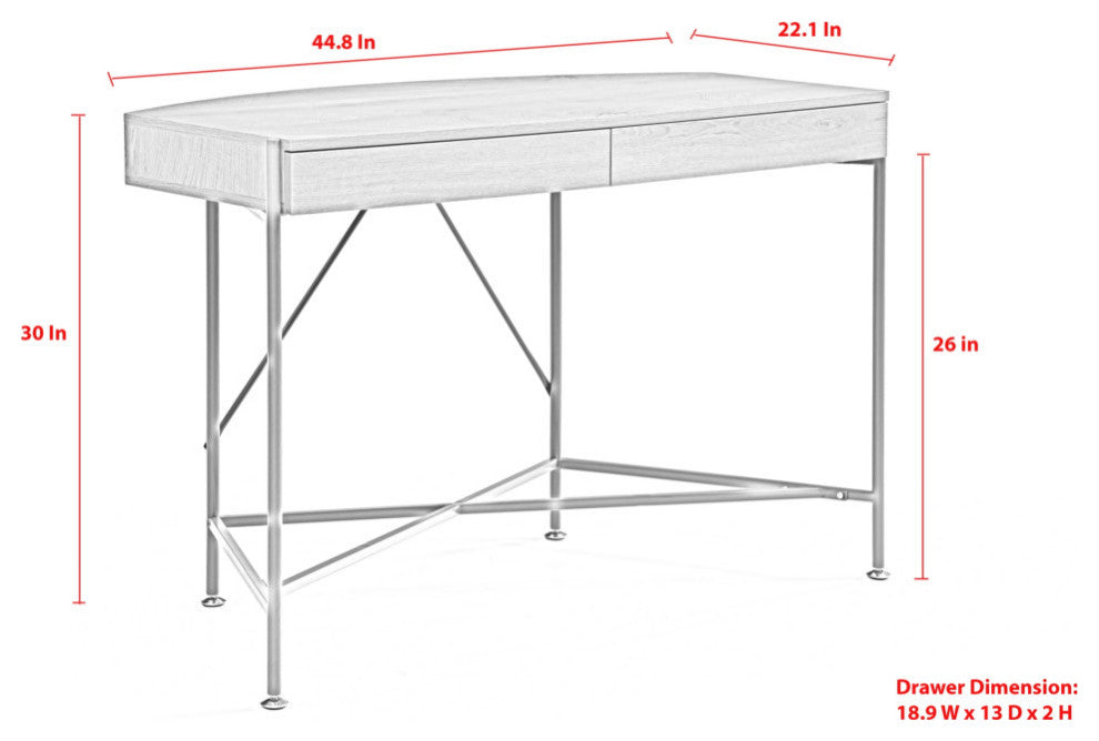 Loft Lyfe Laniya Desk, 2 Storage Drawers, Natural/Black
