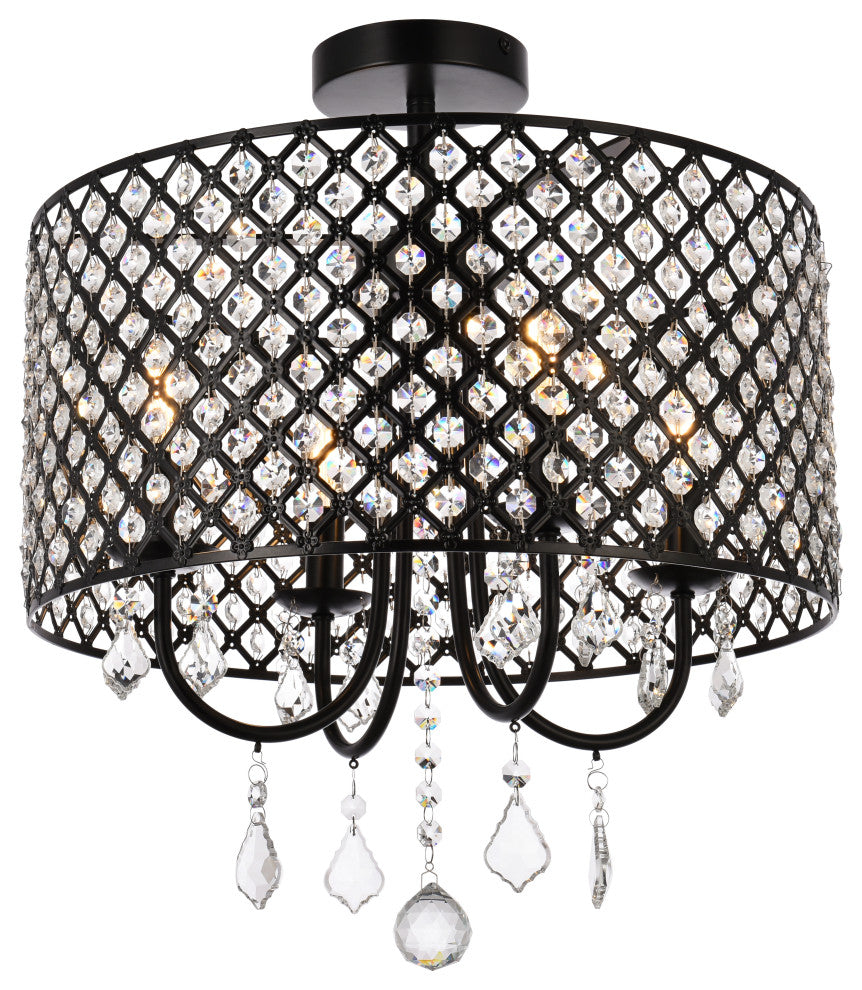 Emelia 17" Flush Mount, Black