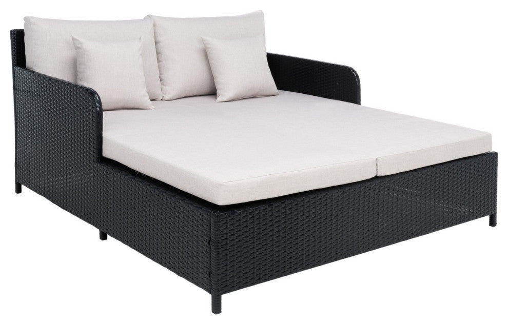 Safavieh Outdoor Cadeo Daybed Black / Light Grey