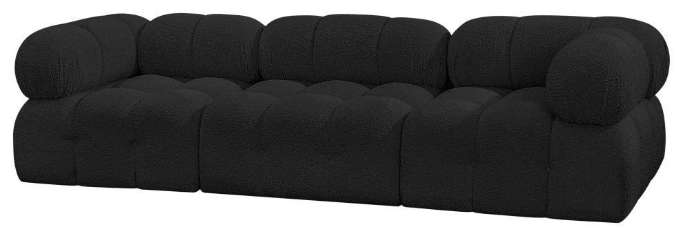 Ames Boucle Fabric Modular Sofa, Black, 3-Piece: 1 Armless Chair, 2 Corner Chair