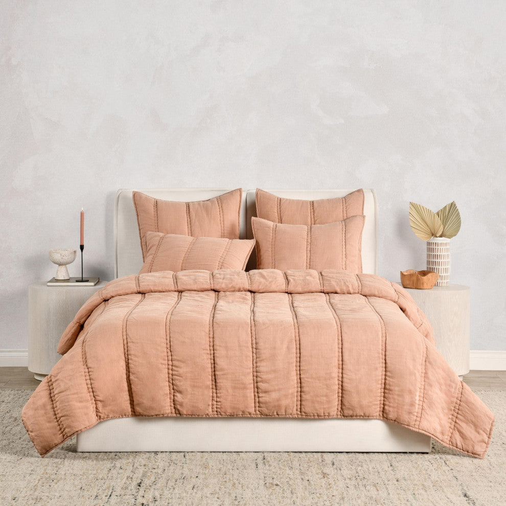 Rowen Sustainable Fabric Quilt by Kosas Home, Clay, Queen