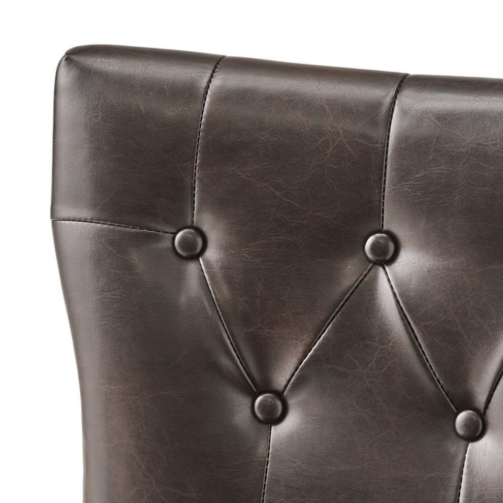 GDF Studio Pierre Brown Leather Barstools, Set of 2, Brown Leather, Bar Height