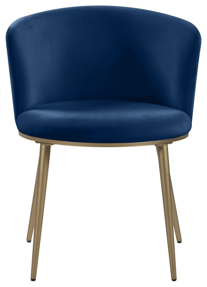 Skylar Dining Chair, Set of 2, Navy Velvet, Brushed Gold Iron Legs