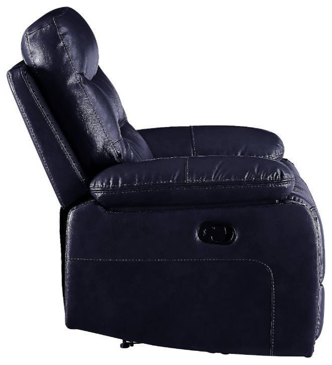 Leather-Gel Upholstered Motion Recliner, Navy