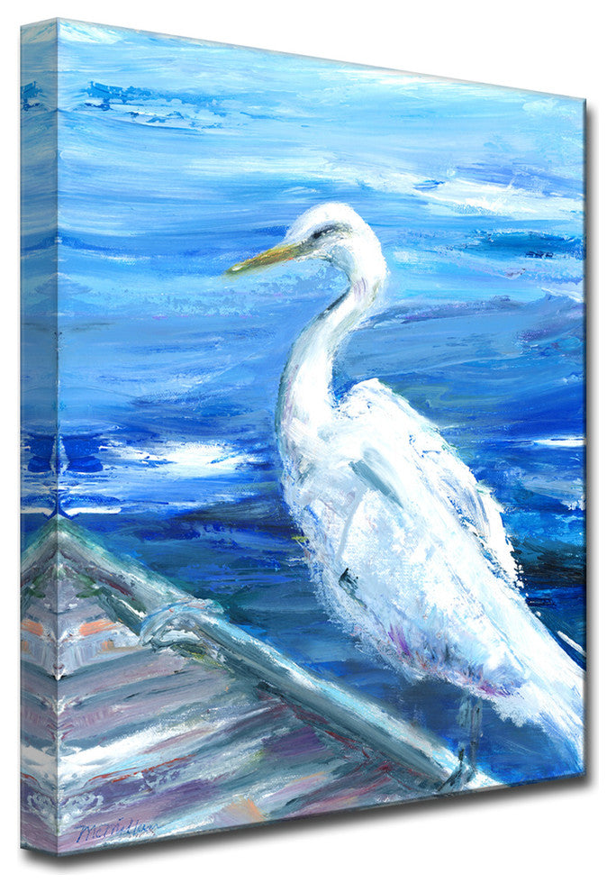Heron on Deck' Ready2HangArt Canvas by Leslie Owens, 12"x16"