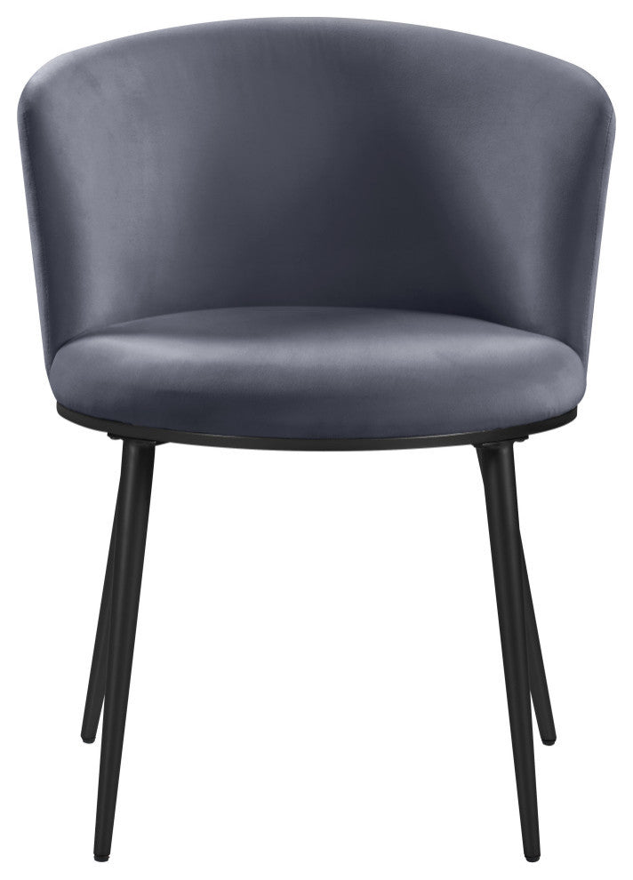 Skylar Dining Chair, Set of 2, Gray Velvet, Matte Black Iron Legs